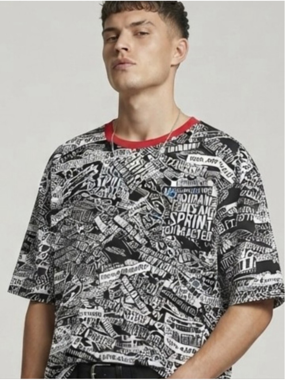 Porsche Men's All-Over Print AOP Graphic Tee  Shirt Sz M Y2K Oversized Baggy